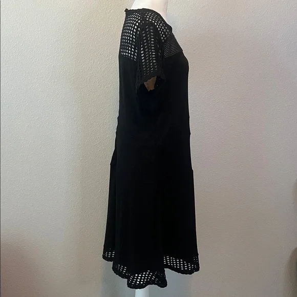 Michael Kors Crochet Top Black Short Sleeve Dress Size XL - Picture 3 of 7
